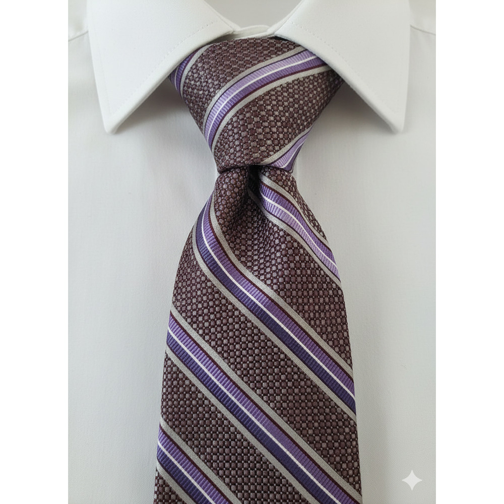 Pronto Uomo Couture purple stripe silk tie - extra long  - 63.5"